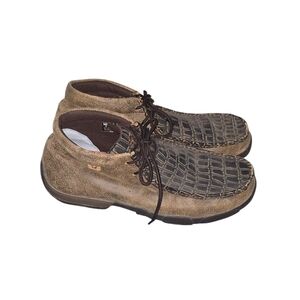 Twisted X Driving Brown Crocodile Pattern Chukka Boots Size 11.5 Leather